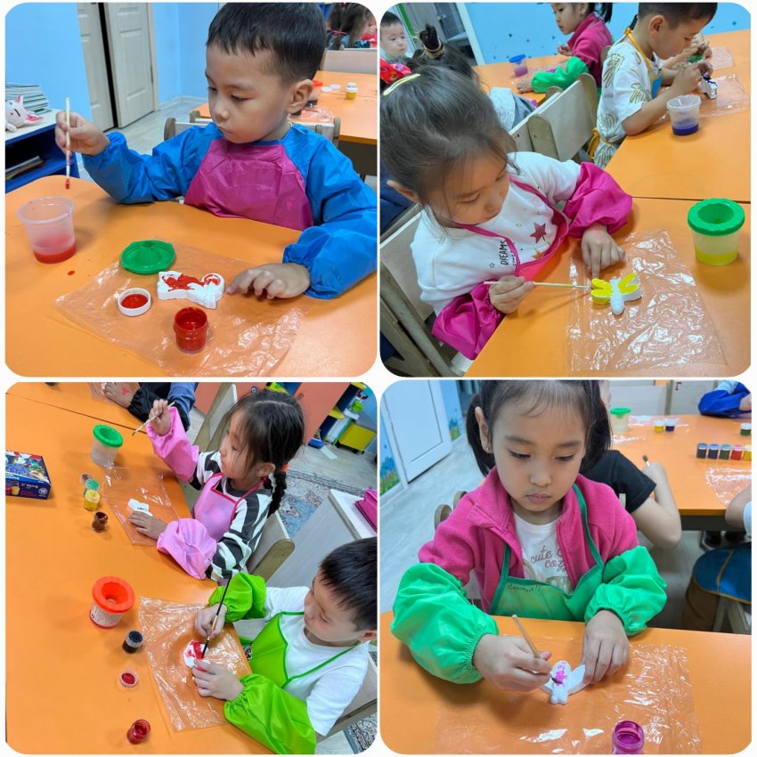 «Гипстен жасалған мүсіндерді бояймыз»